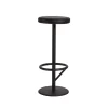 Tabouret de bar Orbit haut, noir mat, cuir noir