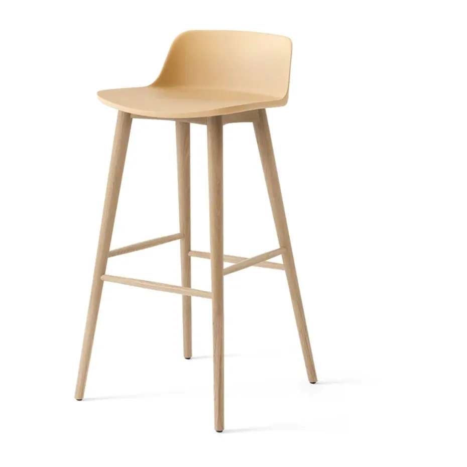 Tabouret de bar Rely HW123, Chêne laqué Beige sand, 75 cm