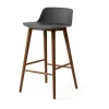 Tabouret de bar Rely HW118, Stone grey-noyer laqué, 65 cm