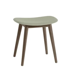 Tabouret Fiber, dusty green, pieds en bois lasuré marron foncé