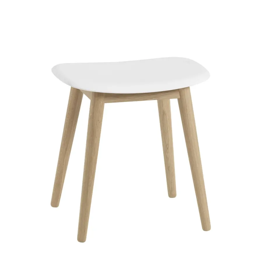 Tabouret Fiber, natural white, pieds en bois