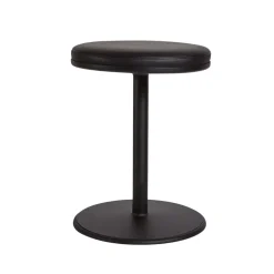 Tabouret Orbit, noir, cuir noir
