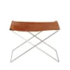 Tabouret OX Stool, cuir cognac, acier inoxydable