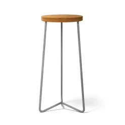 Tabouret V-1, Teck-structure en acier avec galvanisation à chaud, 63 cm