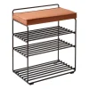Étagère-tabouret Lower East Seat 50x28x58 cm, Black-cognac leather