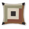 Taie Border patchwork 50x50 cm, Dark sage-red brown
