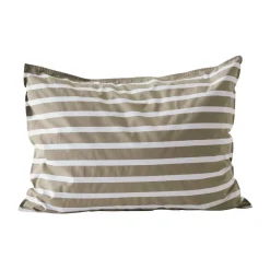 Taie d’oreiller rayée Tell Me More en coton, Olive, 50x60 cm