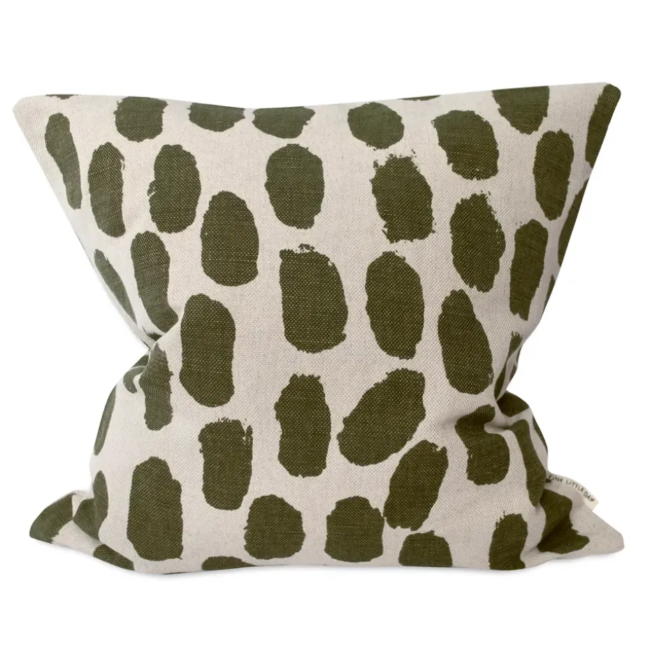 Taie Dots 48x48 cm, Beige-vert olive