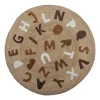 Tapis en jute Dinne Ø130 cm, Alphabet