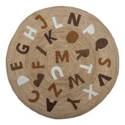 Tapis en jute Dinne Ø130 cm, Alphabet