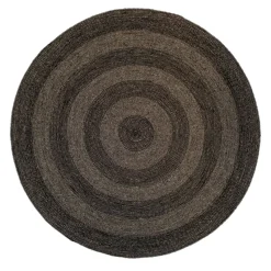 Tapis en jute Ella Ø150 cm, Noir-nature