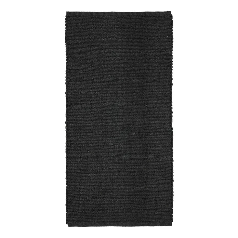 Tapis en jute Merida noir, 70x140 cm