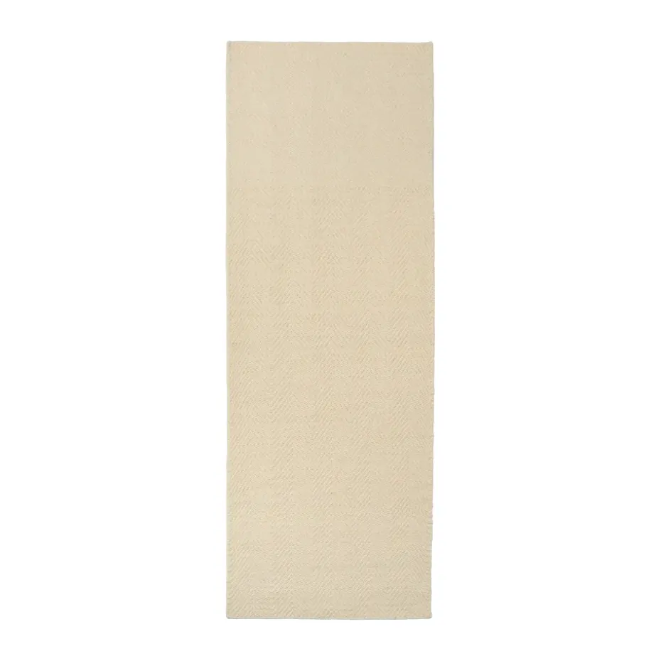Tapis en laine Furrow blanc nature, 80x240 cm