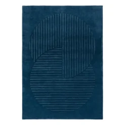 Tapis en laine Levels circles bleu, 170x240 cm