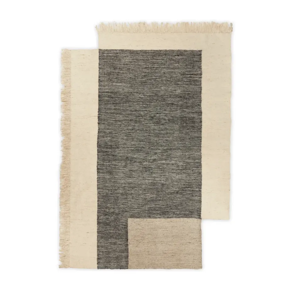 Tapis en laine Counter, Charbon-Blanc cassé, 200x300 cm