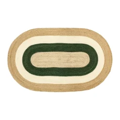 Tapis ovale en jute rayé Elin, 92x150 cm, Vert