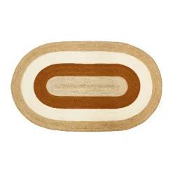Tapis ovale en jute rayé Elin, 92x150 cm, Brique