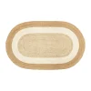 Tapis ovale en jute rayé Elin, 92x150 cm, Naturel