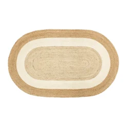 Tapis ovale en jute rayé Elin, 92x150 cm, Naturel