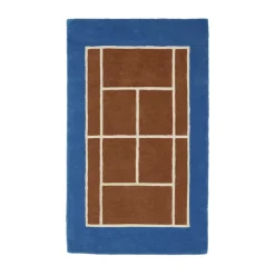 Tapis Tennis, Caramel-Bleu optique, 88x150 cm