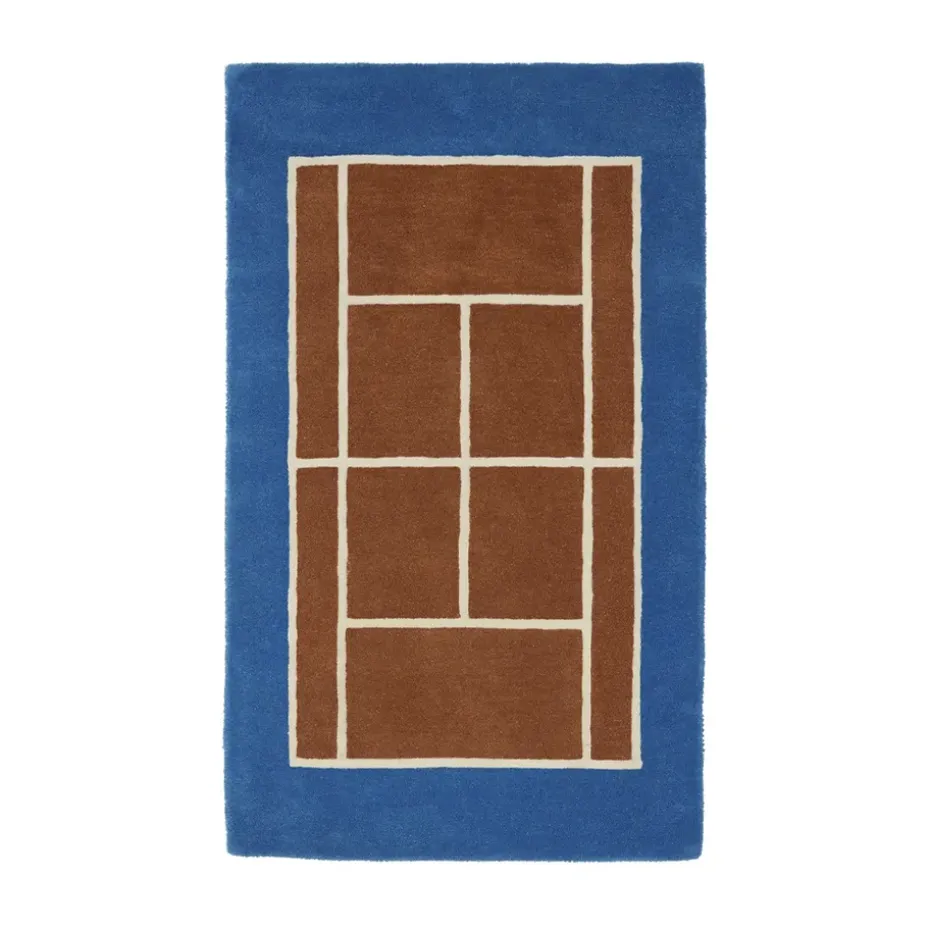 Tapis Tennis, Caramel-Bleu optique, 88x150 cm