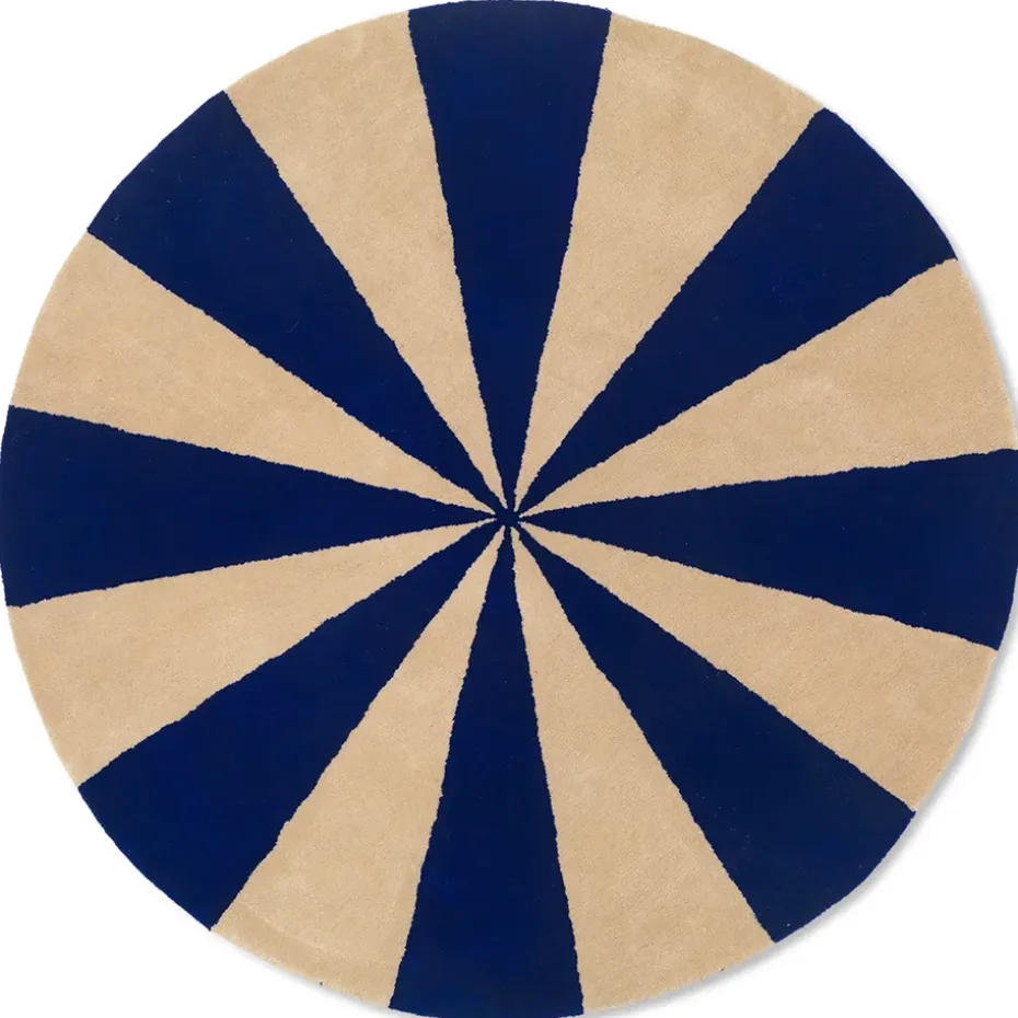 Tapis touffeté à la main Arch Ø130 cm, Bright blue-Off white