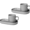 Tasse à espresso avec soucoupe Pilar lot de 2, Gris mirage