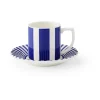 Tasse à espresso Steccato 8 cl avec soucoupe Ø11 cm, Bleu-blanc