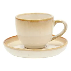 Tasse à expresso et soucoupe Bitz 7 cl, Blanc crème