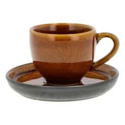 Tasse à expresso et soucoupe Bitz 7 cl, Ambre-noir