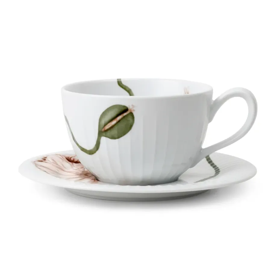 Tasse à thé avec soucoupe Hammershøi Poppy 38 cl, Blanc