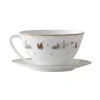 Tasse à thé avec soucoupe Julemorgen Story, Blanc-multi