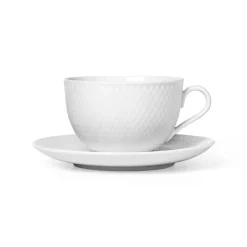 Tasse à thé avec soucoupe Rhombe, Blanc