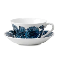 Tasse à thé évasée Aster bleue, Tasse + soucoupe