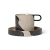 Tasse avec soucoupe Inlay, Sand-brown