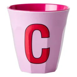 Tasse en mélamine Rice medium lettre C 30 cl, Pink