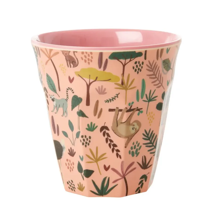 Tasse en mélamine Rice medium, Coral-Jungle animals