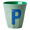Tasse en mélamine Rice medium lettre P 30 cl, Khaki