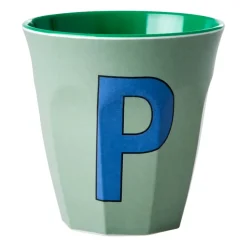 Tasse en mélamine Rice medium lettre P 30 cl, Khaki