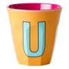 Tasse en mélamine Rice medium lettre U 30 cl, Apricot