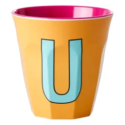 Tasse en mélamine Rice medium lettre U 30 cl, Apricot
