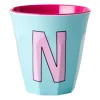 Tasse en mélamine Rice medium lettre N 30 cl, Mint
