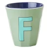 Tasse en mélamine Rice medium lettre F 30 cl, Khaki