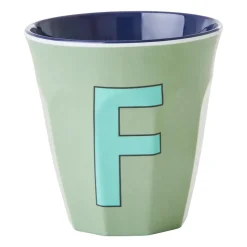 Tasse en mélamine Rice medium lettre F 30 cl, Khaki