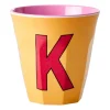 Tasse en mélamine Rice medium lettre K 30 cl, Apricot