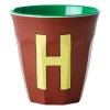 Tasse en mélamine Rice medium lettre H 30 cl, Brown