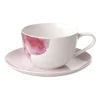 Tasse et soucoupe Rose Garden, Rose - Blanc