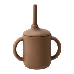 Tasse Idun avec paille en silicone 120 ml, Noisette
