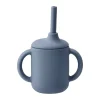 Tasse Idun avec paille en silicone 120 ml, Bleu