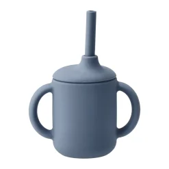 Tasse Idun avec paille en silicone 120 ml, Bleu